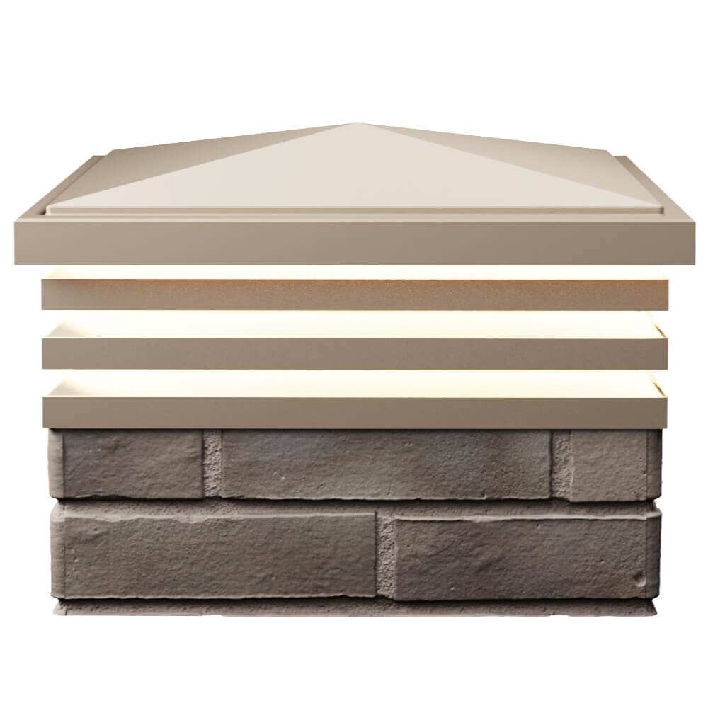 Колпак Zking Бона ХайТек Бежевый на столб 1.5х1.5 кирпича (385х385мм) с подсветкой в Минске фото