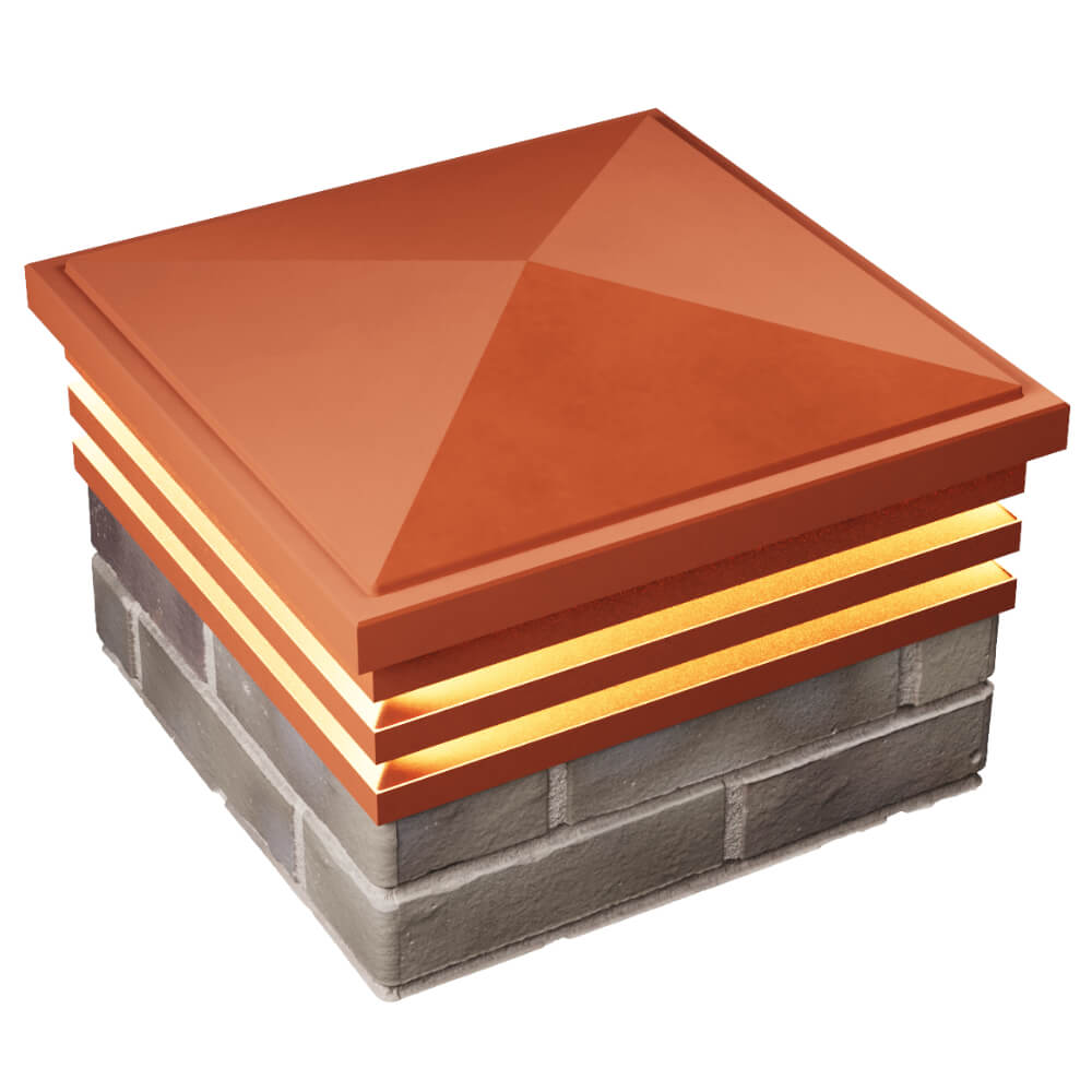 Колпак Zking Бона ХайТек Красный на столб 1.5х1.5 кирпича (385х385мм) с подсветкой в Минске фото