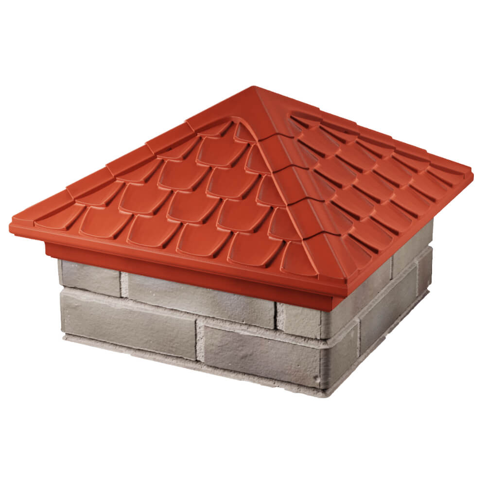 Колпак Zking Эльбрус Красный на столб 1.5х1.5 кирпича (385х385мм) в Минске фото