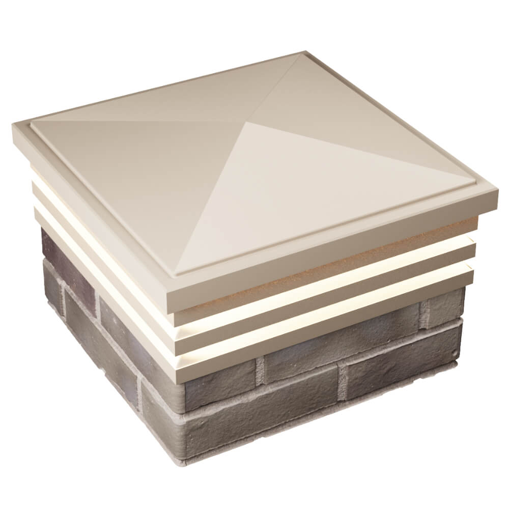 Колпак Zking Бона ХайТек Бежевый на столб 1.5х1.5 кирпича (385х385мм) с подсветкой в Минске фото