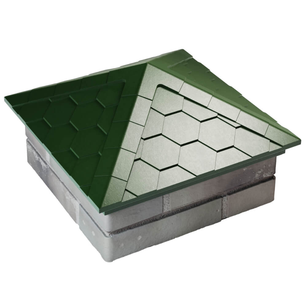 Колпак Zking Эверест Зеленый на столб 1.5х1.5 кирпича (390х390мм) в Минске фото