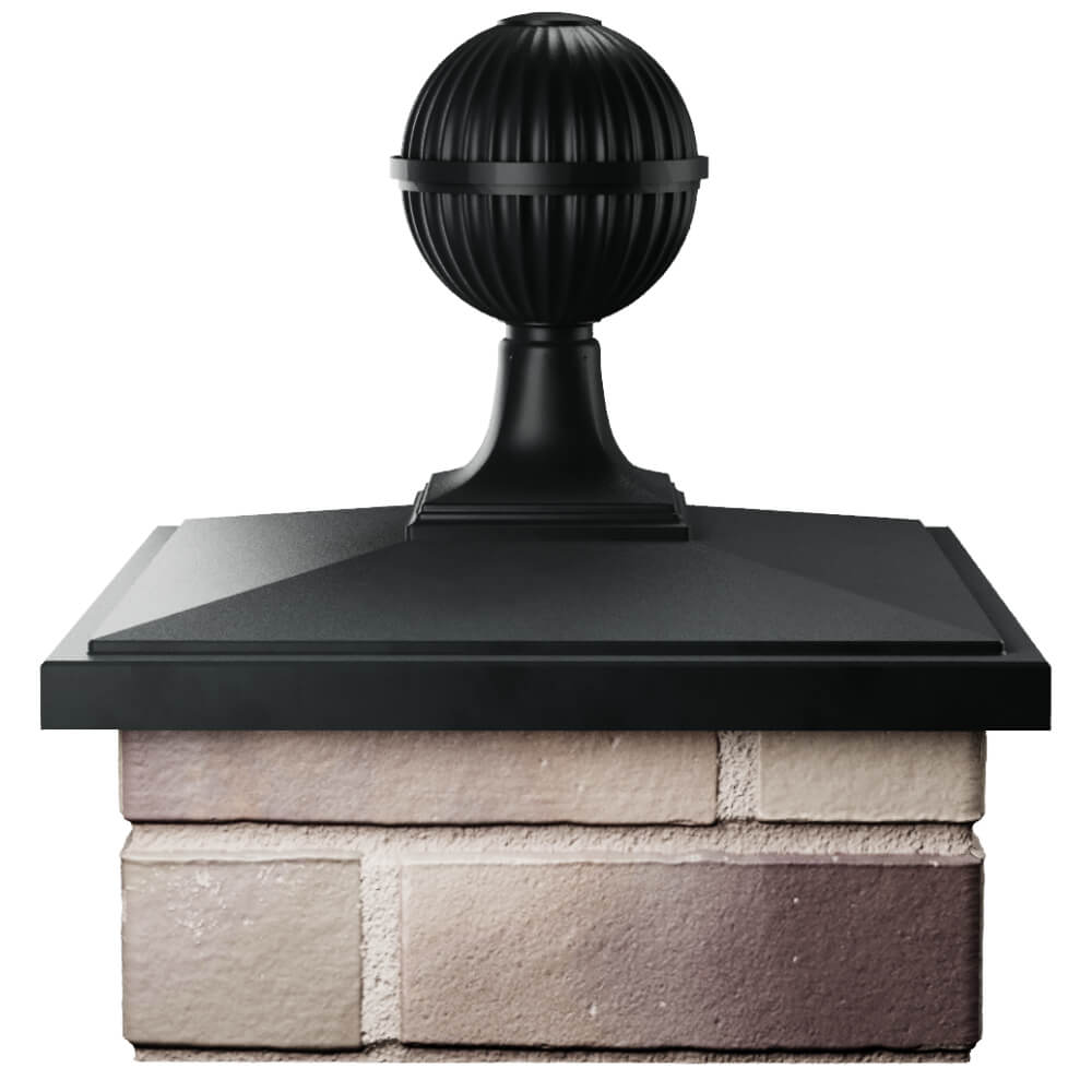 Колпак Zking БонаМоно Черный с шаром на столб 1.5х1.5 кирпича (385х385, 400х400мм) в сборе Минск фото