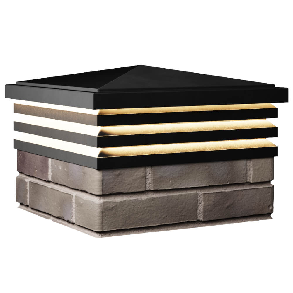 Колпак Zking Бона ХайТек Черный на столб 1.5х1.5 кирпича (385х385мм) с подсветкой в Минске фото