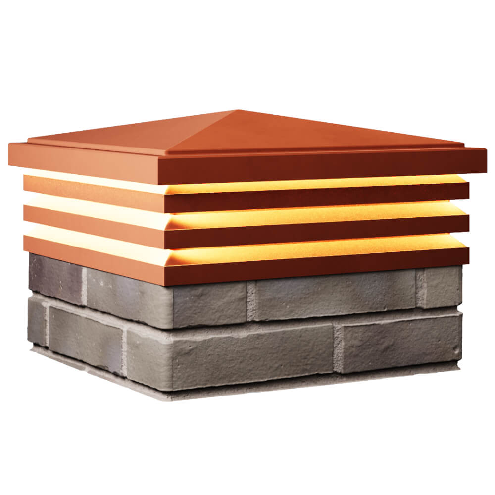 Колпак Zking Бона ХайТек Красный на столб 1.5х1.5 кирпича (385х385мм) с подсветкой в Минске фото