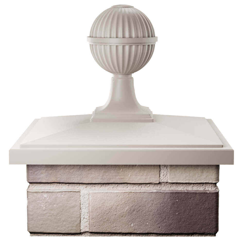Колпак Zking БонаМоно Бежевый с шаром на столб 1.5х1.5 кирпича (385х385, 400х400мм) в сборе Минск фото