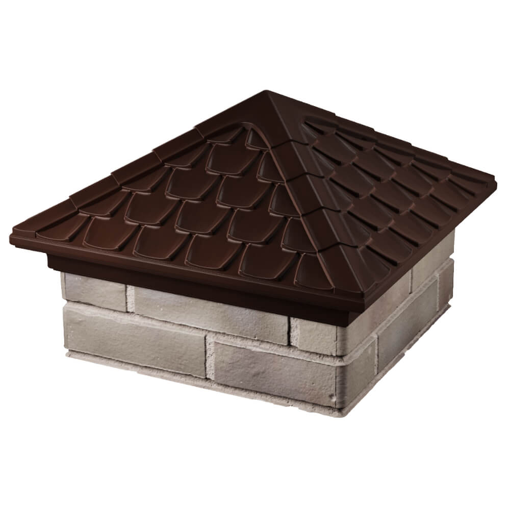 Колпак Zking Эльбрус Коричневый на столб 1.5х1.5 кирпича (385х385мм) в Минске фото