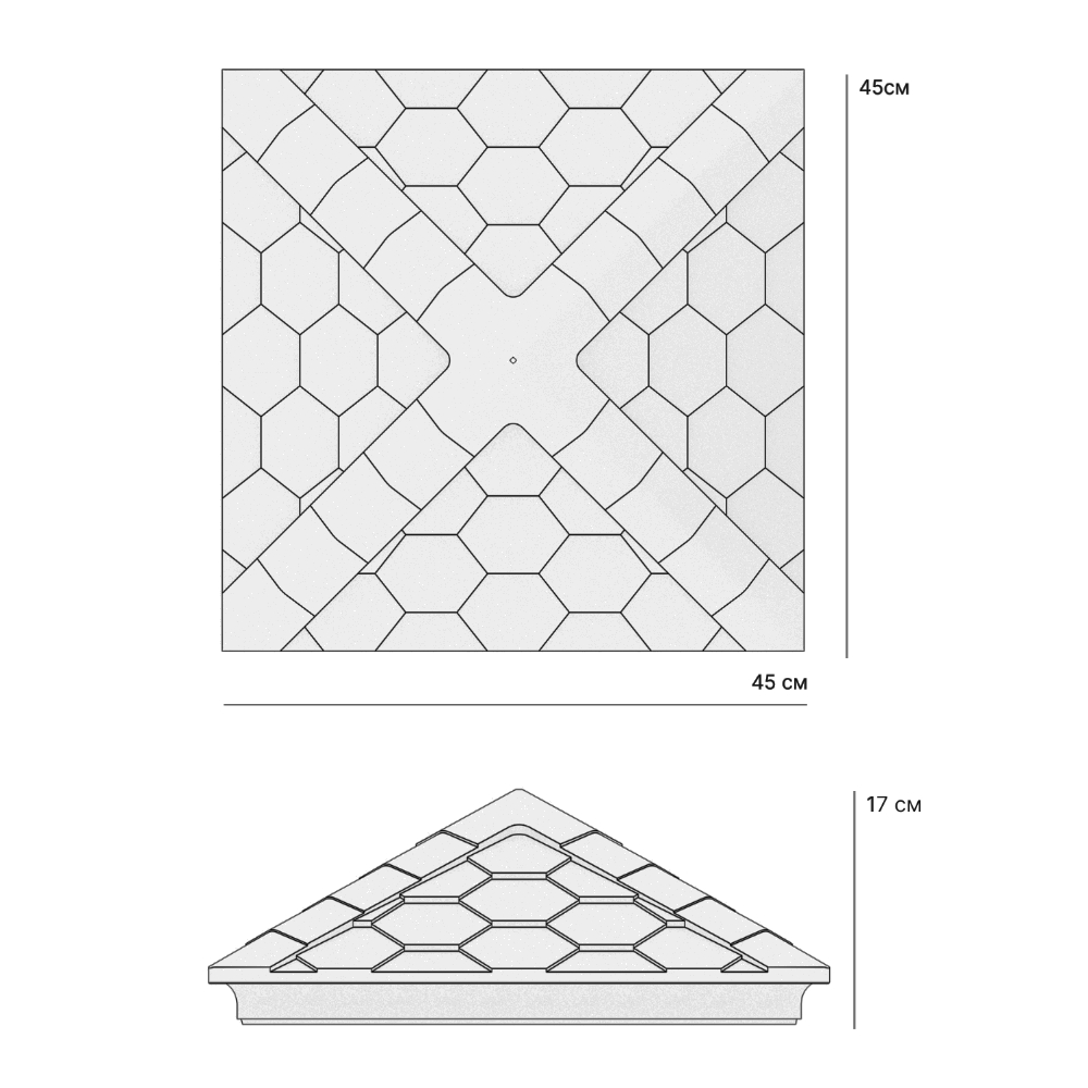 Колпак Zking Эверест Черный на столб 1.5х1.5 кирпича (390х390мм) в Минске фото