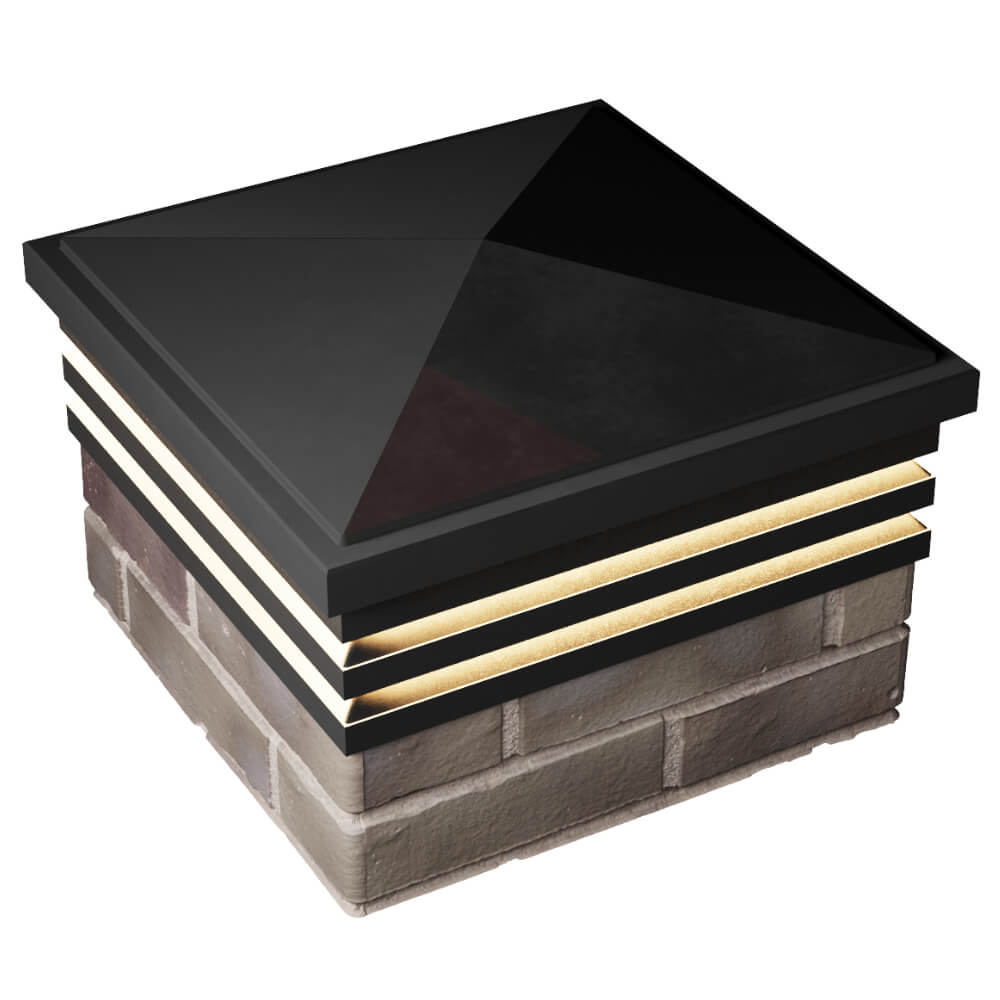 Колпак Zking Бона ХайТек Черный на столб 1.5х1.5 кирпича (385х385мм) с подсветкой в Минске фото