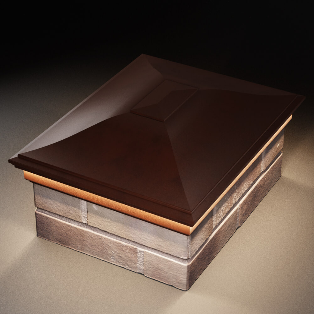 Колпак Zking Монблан Коричневый на столб 2х1.5 кирпича (515х385мм) c подсветкой в Минске фото