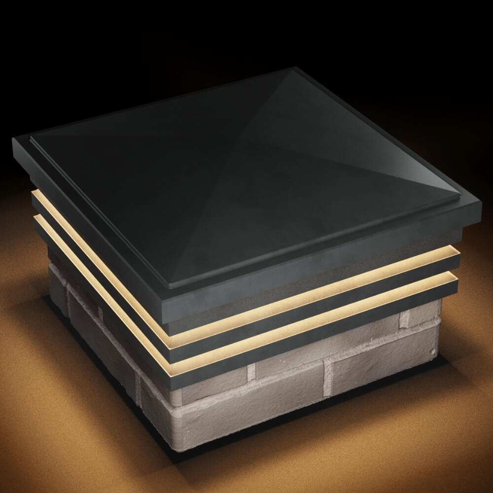 Колпак Zking Бона ХайТек Серый на столб 1.5х1.5 кирпича (385х385мм) с подсветкой в Минске фото