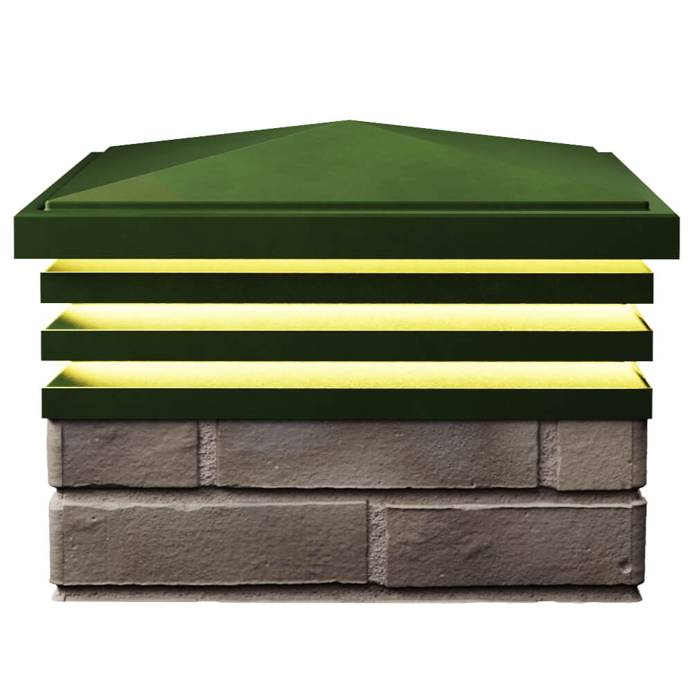 Колпак Zking Бона ХайТек Зеленый на столб 1.5х1.5 кирпича (385х385мм) с подсветкой в Минске фото