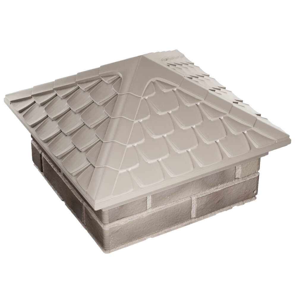 Колпак Zking Эльбрус Бежевый на столб 1.5х1.5 кирпича (385х385мм) в Минске фото