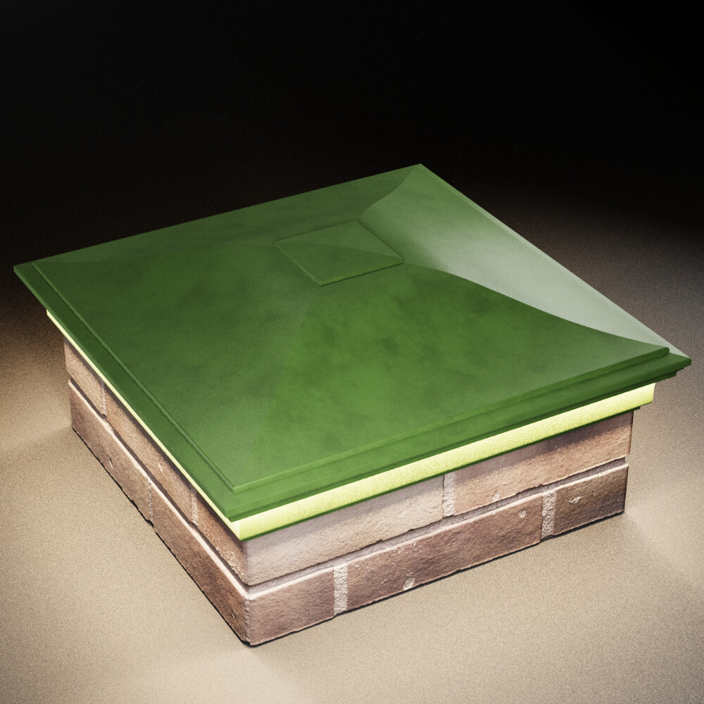 Колпак Zking Монблан Зеленый на столб 2х2 кирпича (515х515мм) c подсветкой в Минске фото