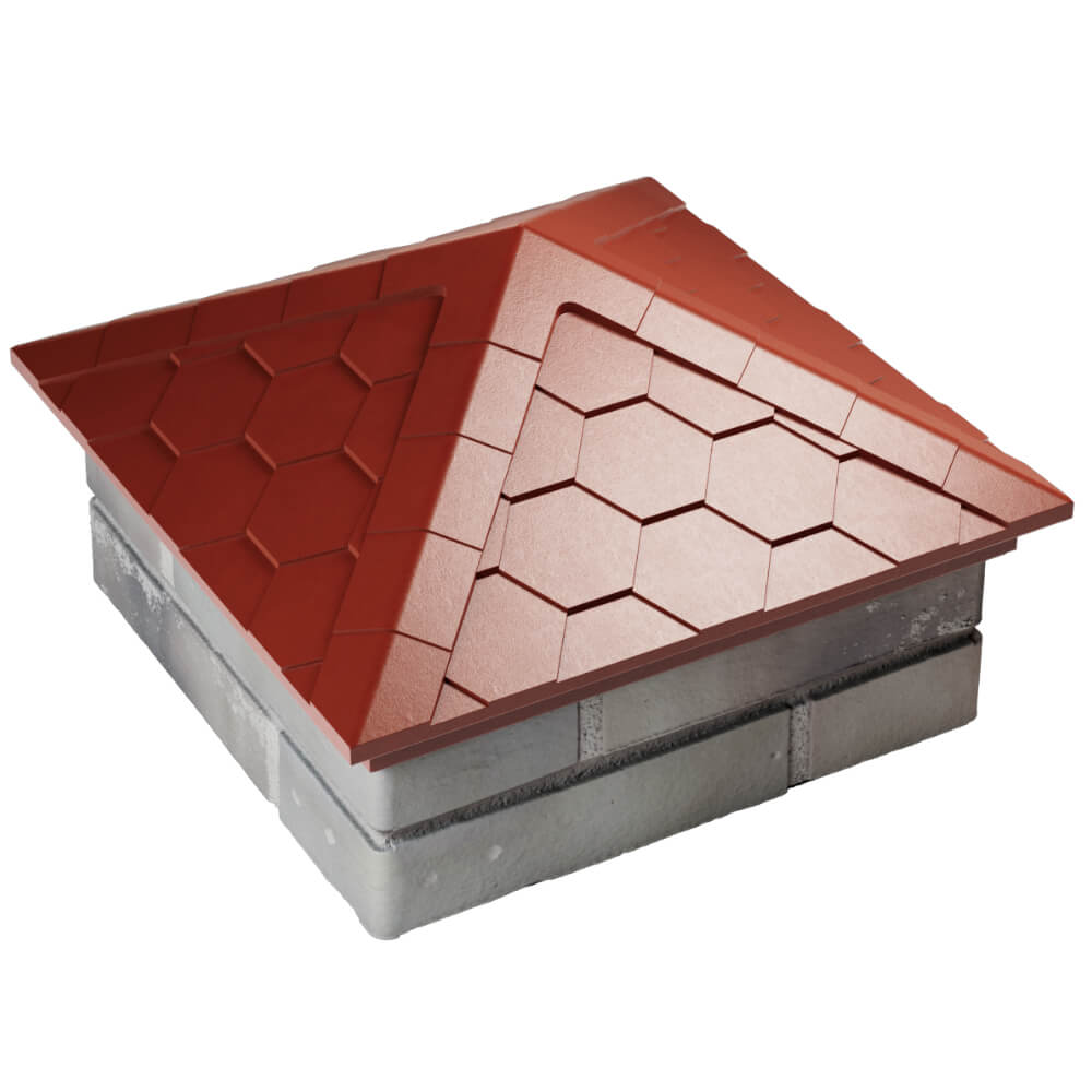 Колпак Zking Эверест Красный на столб 1.5х1.5 кирпича (390х390мм) в Минске фото