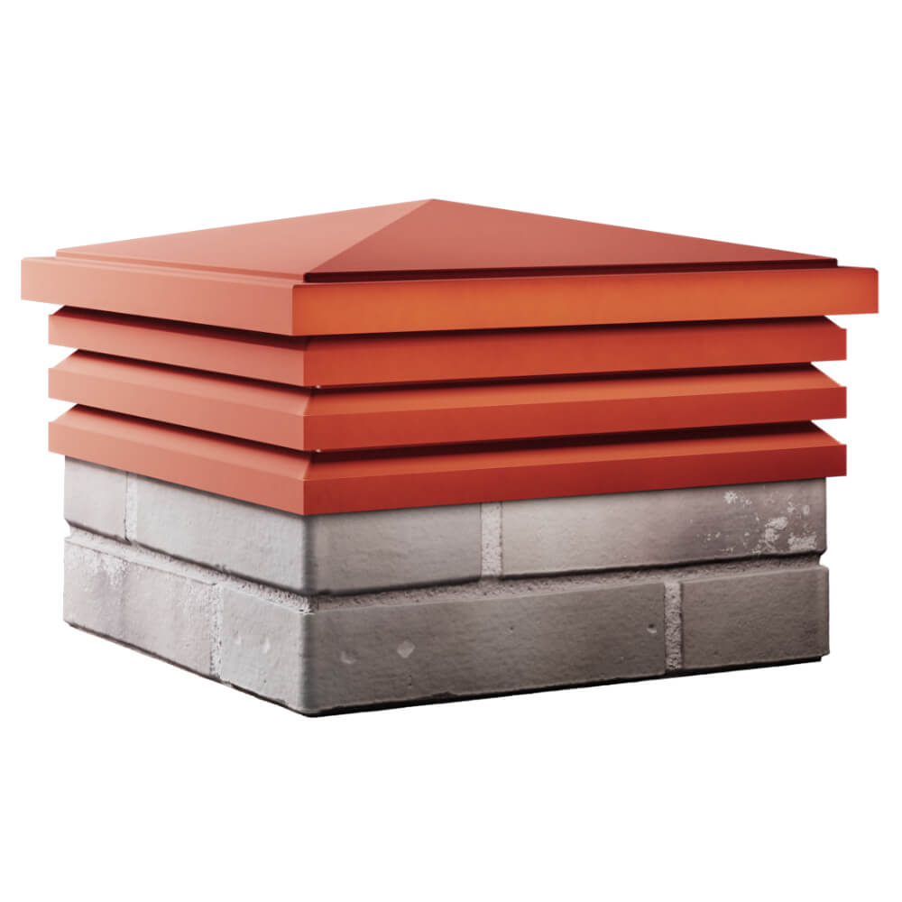 Колпак Zking Бона ХайТек Красный на столб 1.5х1.5 кирпича (385х385мм) в Минске фото