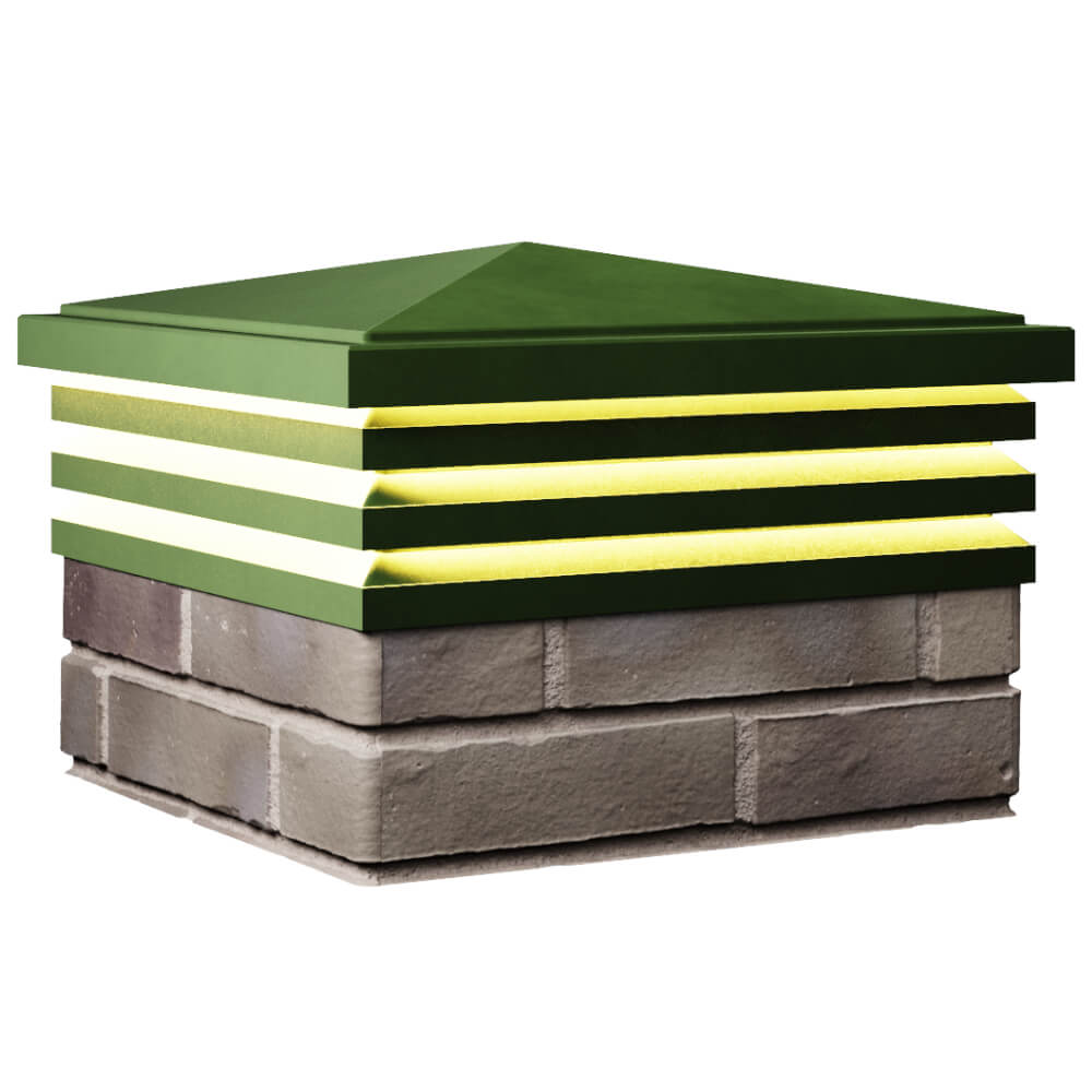 Колпак Zking Бона ХайТек Зеленый на столб 1.5х1.5 кирпича (385х385мм) с подсветкой в Минске фото