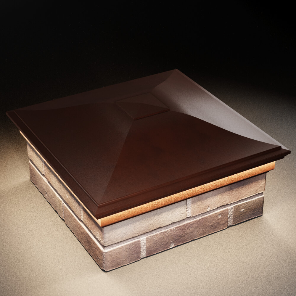 Колпак Zking Монблан Коричневый на столб 2х2 кирпича (515х515мм) c подсветкой в Минске фото