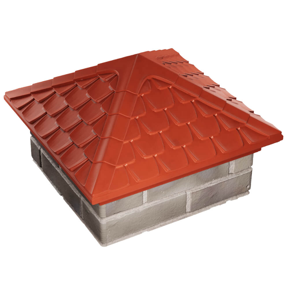 Колпак Zking Эльбрус Красный на столб 1.5х1.5 кирпича (385х385мм) в Минске фото