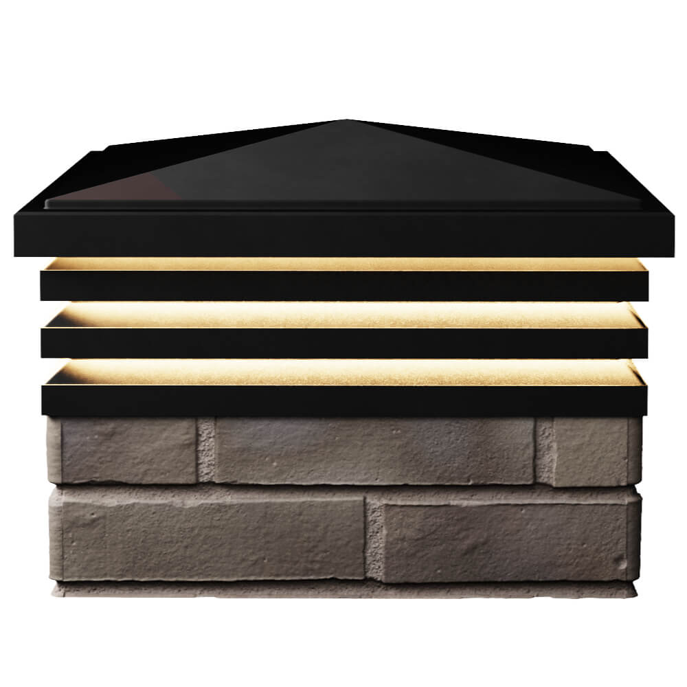 Колпак Zking Бона ХайТек Черный на столб 1.5х1.5 кирпича (385х385мм) с подсветкой в Минске фото