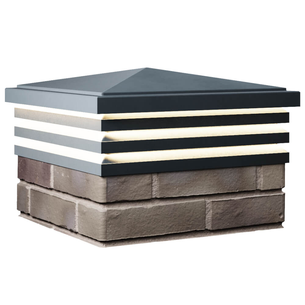 Колпак Zking Бона ХайТек Серый на столб 1.5х1.5 кирпича (385х385мм) с подсветкой в Минске фото