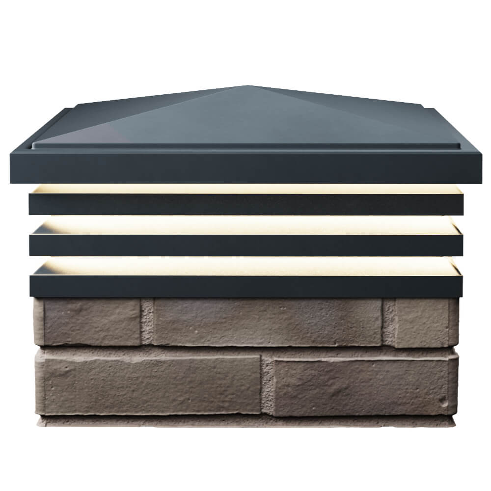 Колпак Zking Бона ХайТек Серый на столб 1.5х1.5 кирпича (385х385мм) с подсветкой в Минске фото