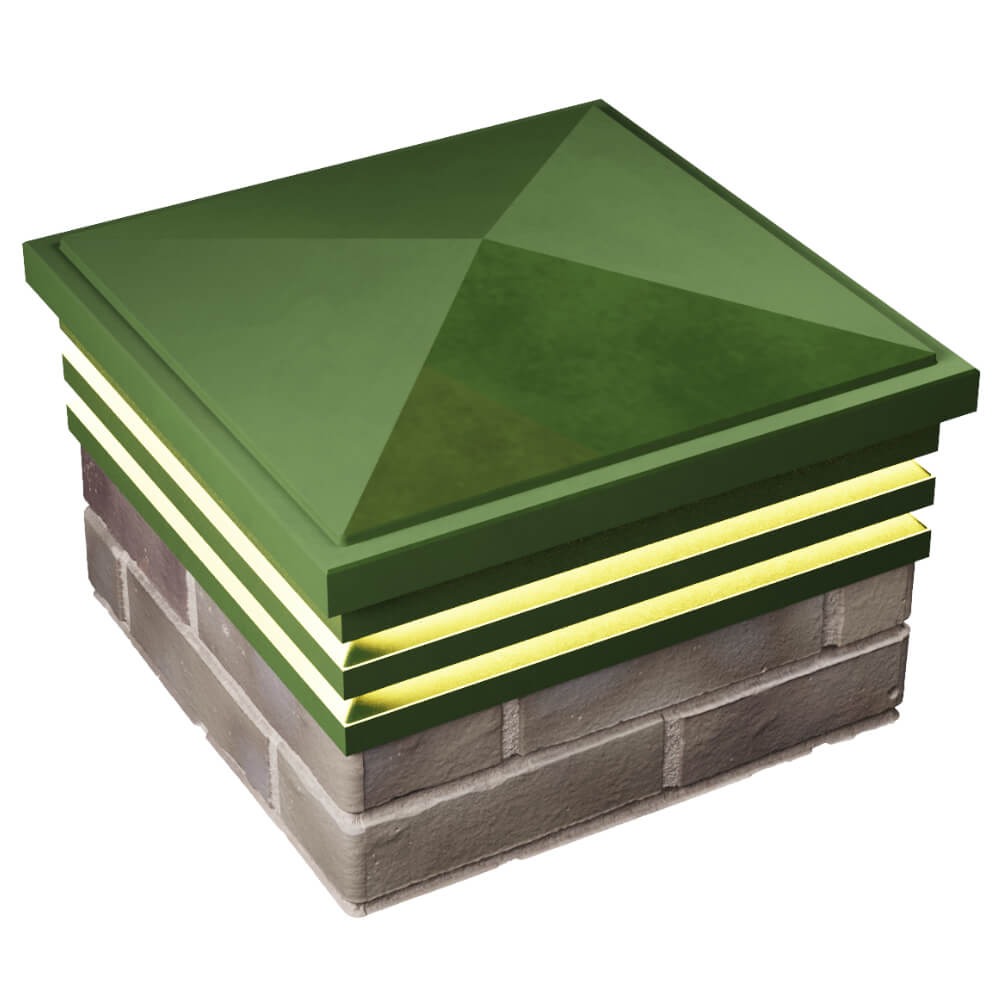 Колпак Zking Бона ХайТек Зеленый на столб 1.5х1.5 кирпича (385х385мм) с подсветкой в Минске фото