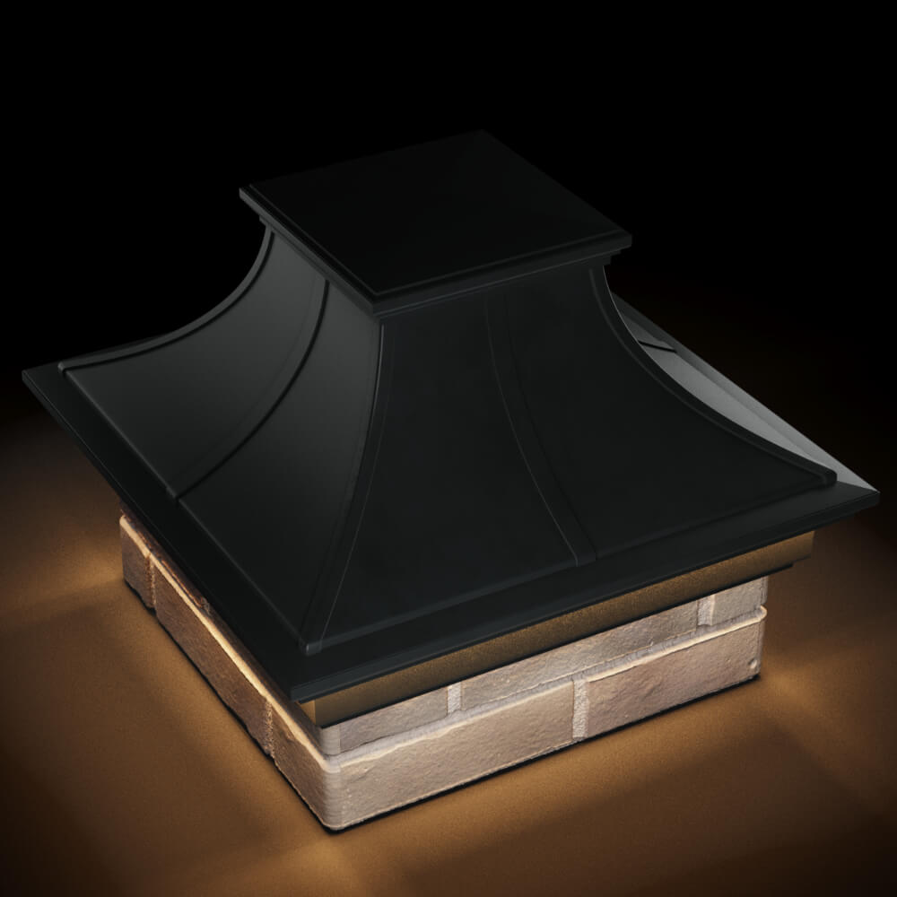 Колпак Zking Монблан Премиум Черный на столб 1.5х1.5 кирпича (385х385мм) с подсветкой в Минске фото