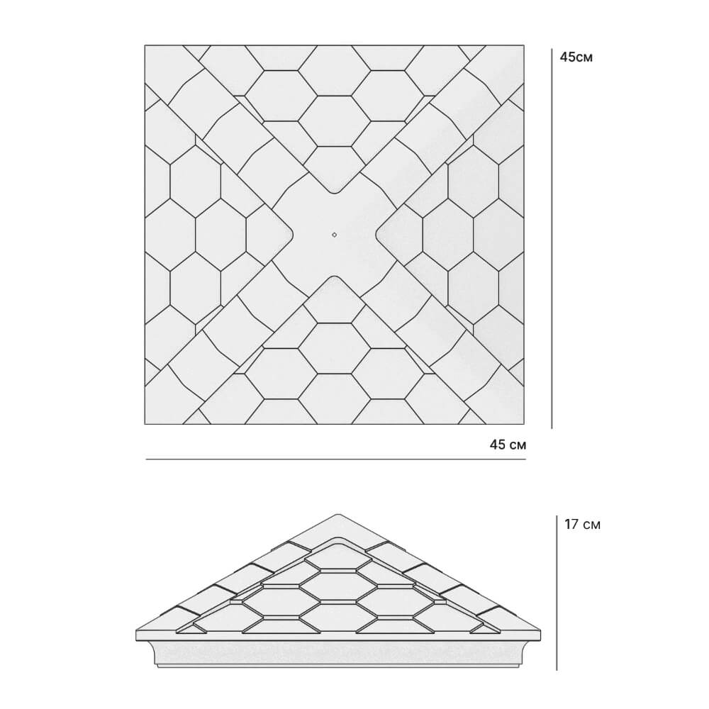 Колпак Zking Эверест Серый на столб 1.5х1.5 кирпича (390х390мм) в Минске фото