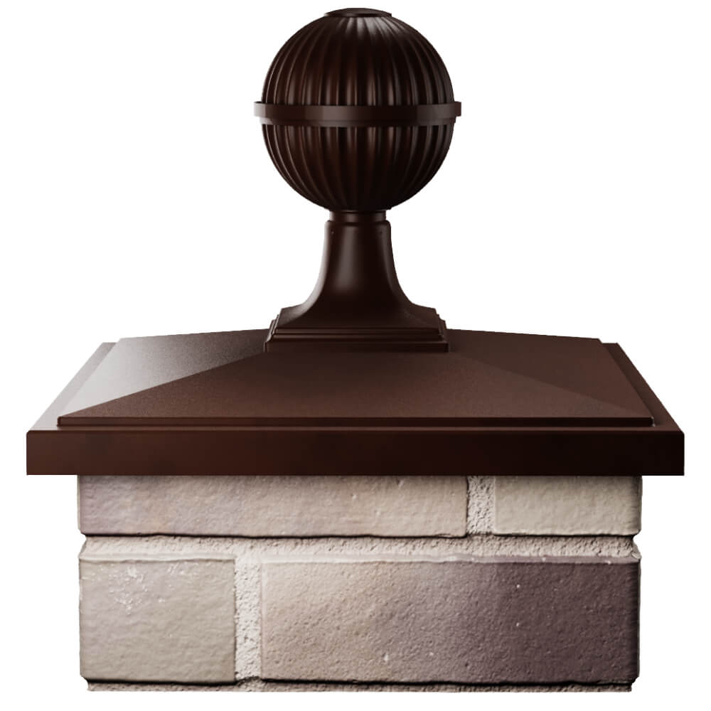 Колпак Zking БонаМоно Коричневый с шаром на столб 1.5х1.5 кирпича (385х385, 400х400мм) в сборе Минск фото