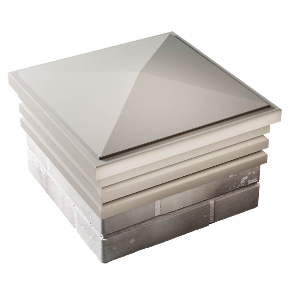 Колпак Zking Бона ХайТек Бежевый на столб 1.5х1.5 кирпича (385х385мм) в Минске фото