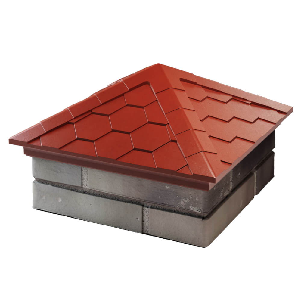 Колпак Zking Эверест Красный на столб 1.5х1.5 кирпича (390х390мм) в Минске фото