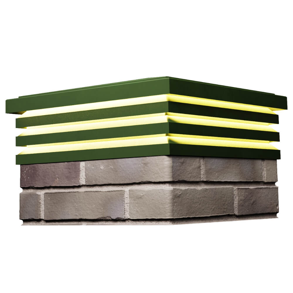 Колпак Zking Бона ХайТек Зеленый на столб 1.5х1.5 кирпича (385х385мм) с подсветкой в Минске фото