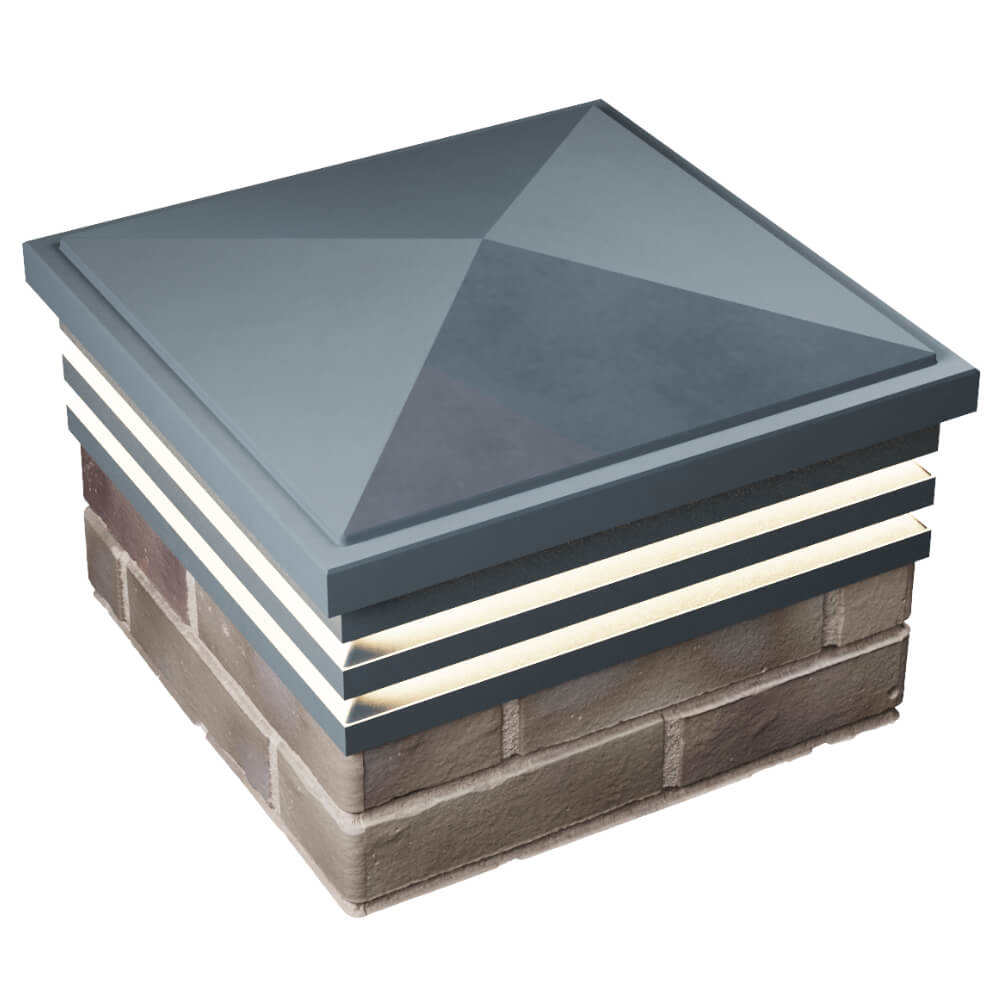 Колпак Zking Бона ХайТек Серый на столб 1.5х1.5 кирпича (385х385мм) с подсветкой в Минске фото