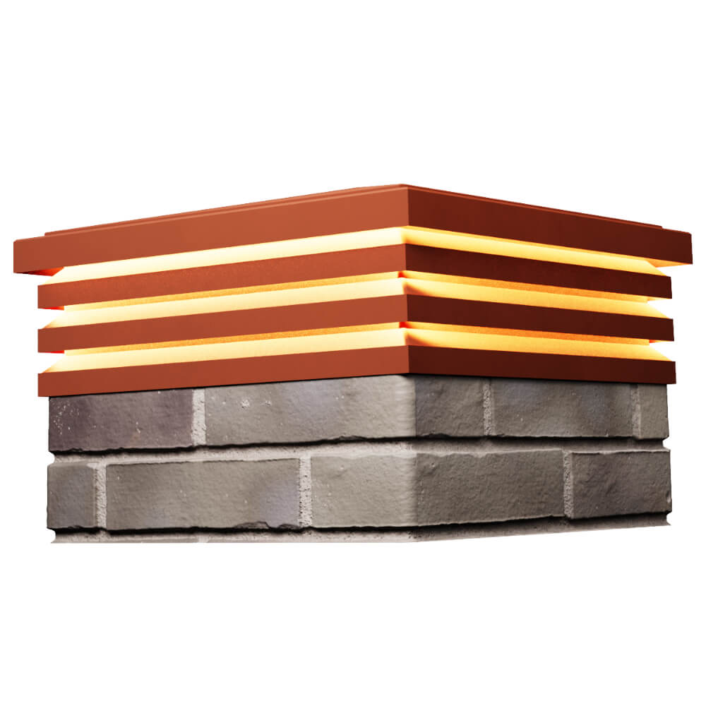 Колпак Zking Бона ХайТек Красный на столб 1.5х1.5 кирпича (385х385мм) с подсветкой в Минске фото