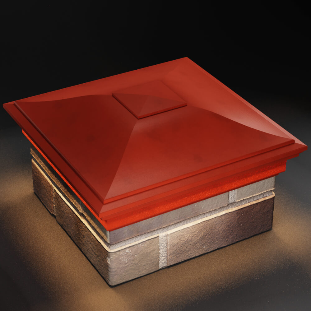 Колпак Zking Монблан Красный на столб 1.5х1.5 кирпича (385х385мм) с подсветкой в Минске фото