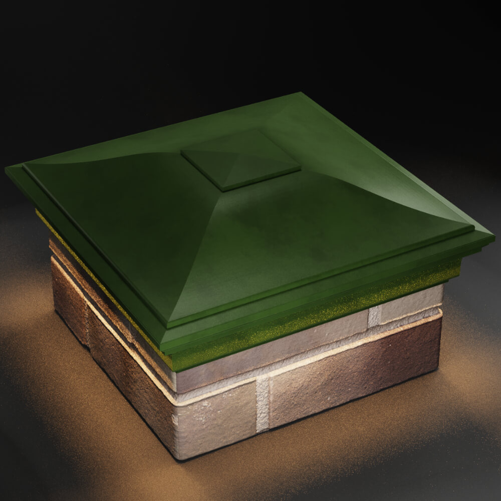 Колпак Zking Монблан Зеленый на столб 1.5х1.5 кирпича (385х385мм) с подсветкой в Минске фото