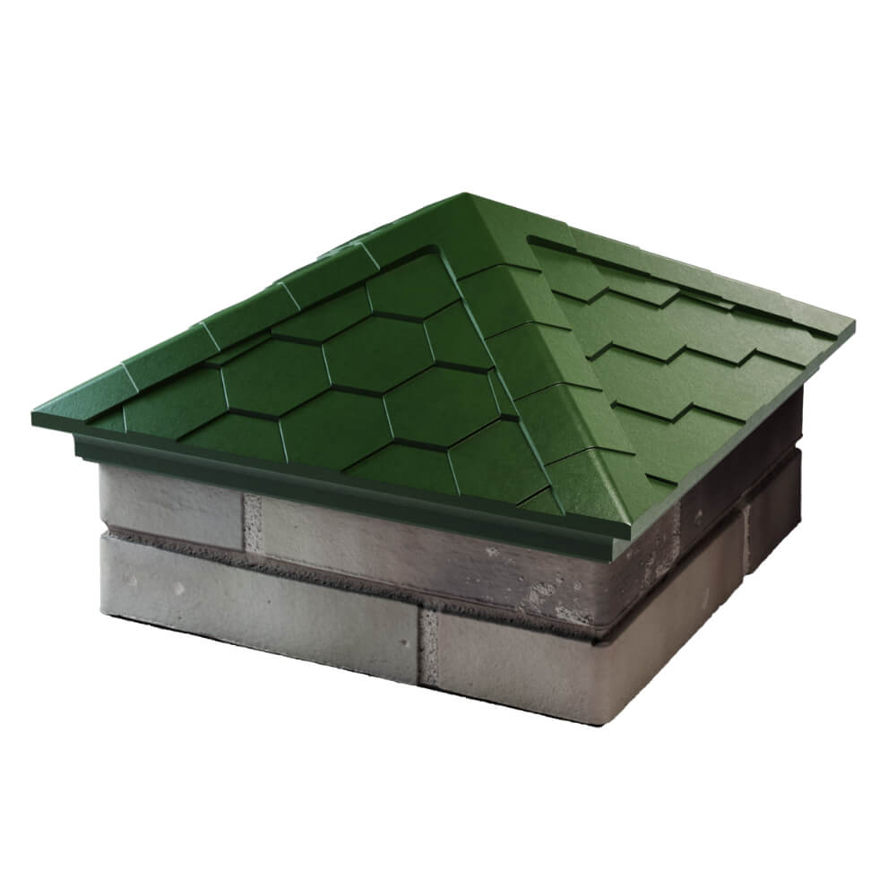 Колпак Zking Эверест Зеленый на столб 1.5х1.5 кирпича (390х390мм) в Минске фото