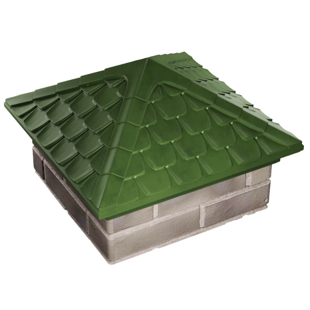 Колпак Zking Эльбрус Зеленый на столб 1.5х1.5 кирпича (385х385мм) в Минске фото