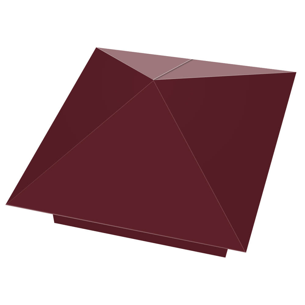 Колпак металлический 390х390мм RAL3005 Красное Вино заборный Минск фото