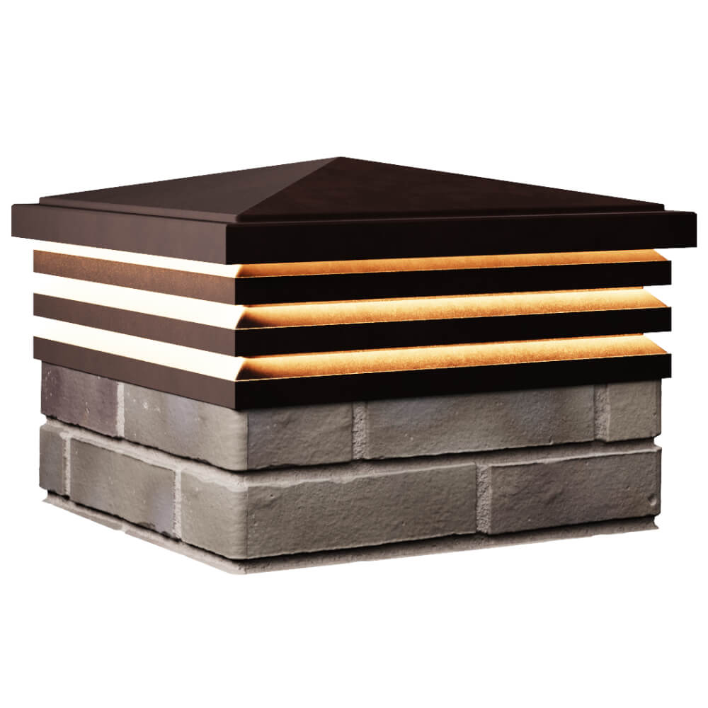 Колпак Zking Бона ХайТек Коричневый на столб 1.5х1.5 кирпича (385х385мм) с подсветкой в Минске фото