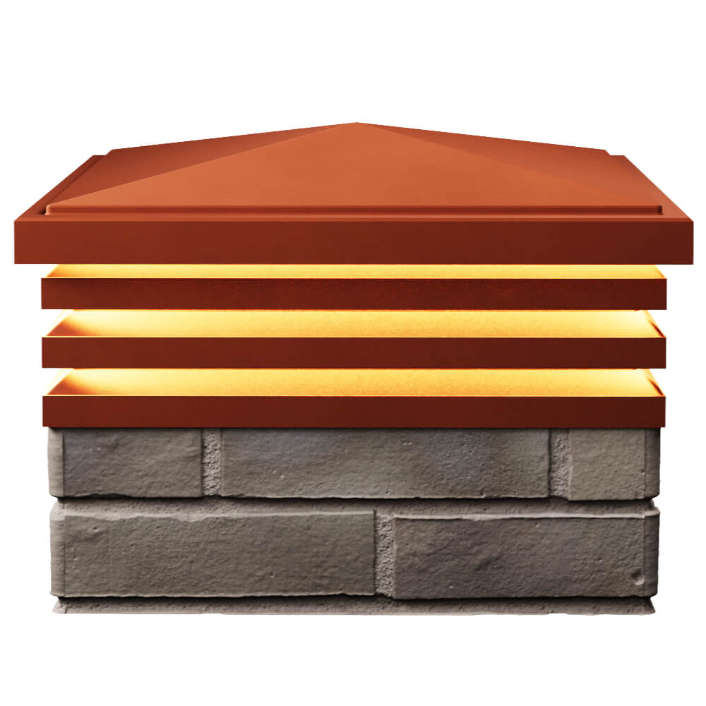 Колпак Zking Бона ХайТек Красный на столб 1.5х1.5 кирпича (385х385мм) с подсветкой в Минске фото