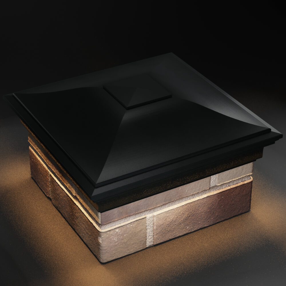 Колпак Zking Монблан Черный на столб 1.5х1.5 кирпича (385х385мм) с подсветкой в Минске фото