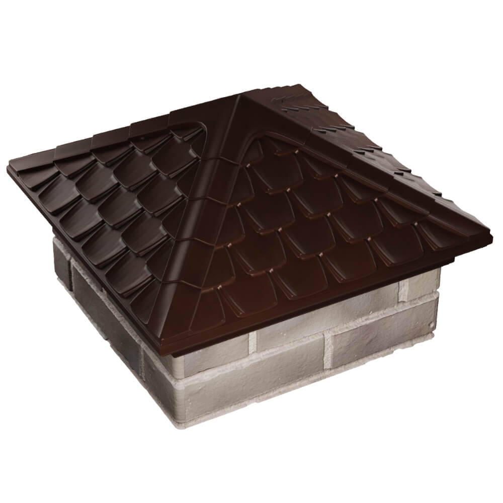 Колпак Zking Эльбрус Коричневый на столб 1.5х1.5 кирпича (385х385мм) в Минске фото