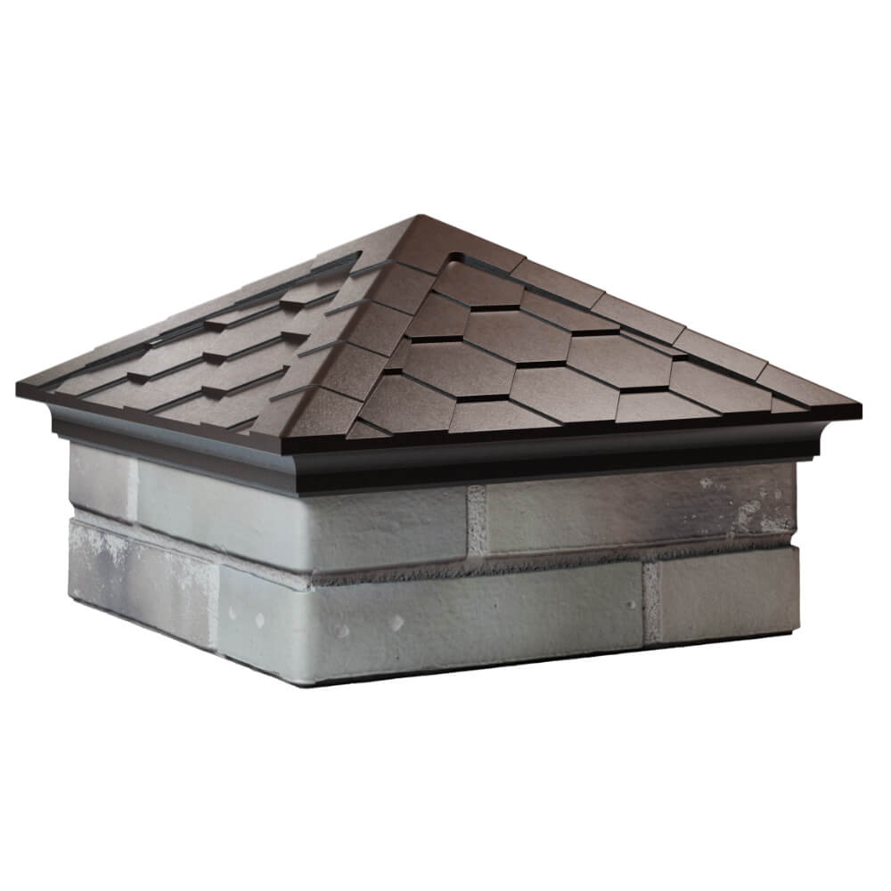 Колпак Zking Эверест Коричневый на столб 1.5х1.5 кирпича (390х390мм) в Минске фото