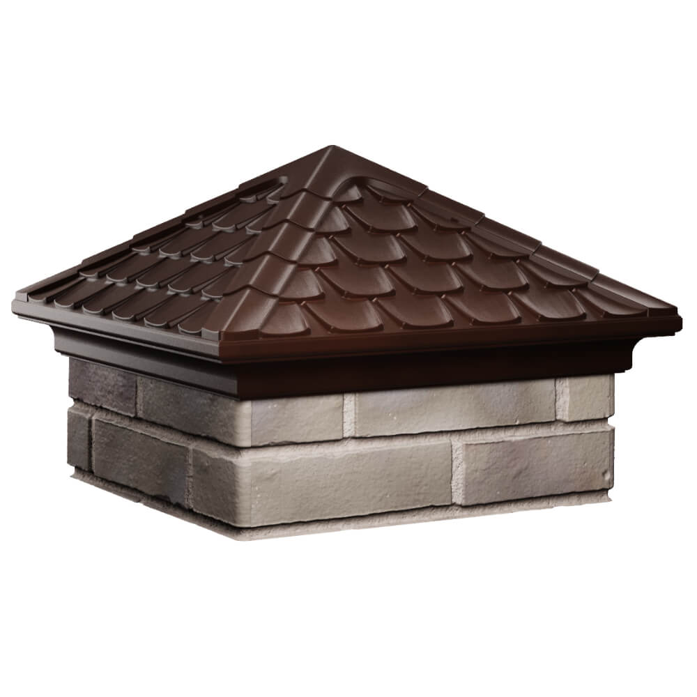 Колпак Zking Эльбрус Коричневый на столб 1.5х1.5 кирпича (385х385мм) в Минске фото