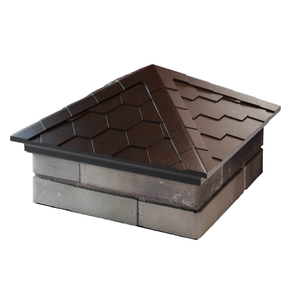 Колпак Zking Эверест Коричневый на столб 1.5х1.5 кирпича (390х390мм) в Минске фото